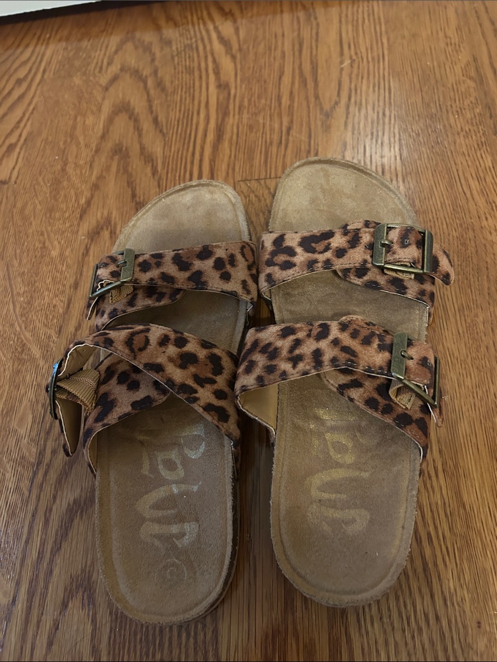 Leopard Print Double‑Strap Women's Sandals - Brown